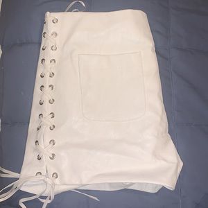 Emory park white vegan leather shorts ties on side!!!!!